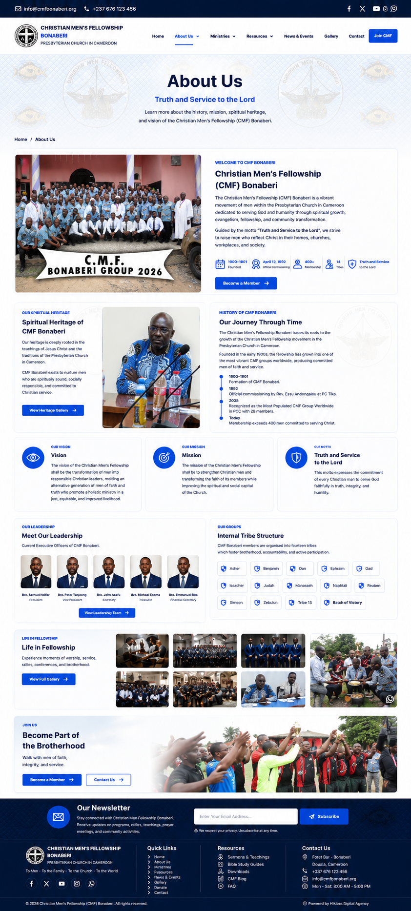 CMF Bonaberi About Us page UI design