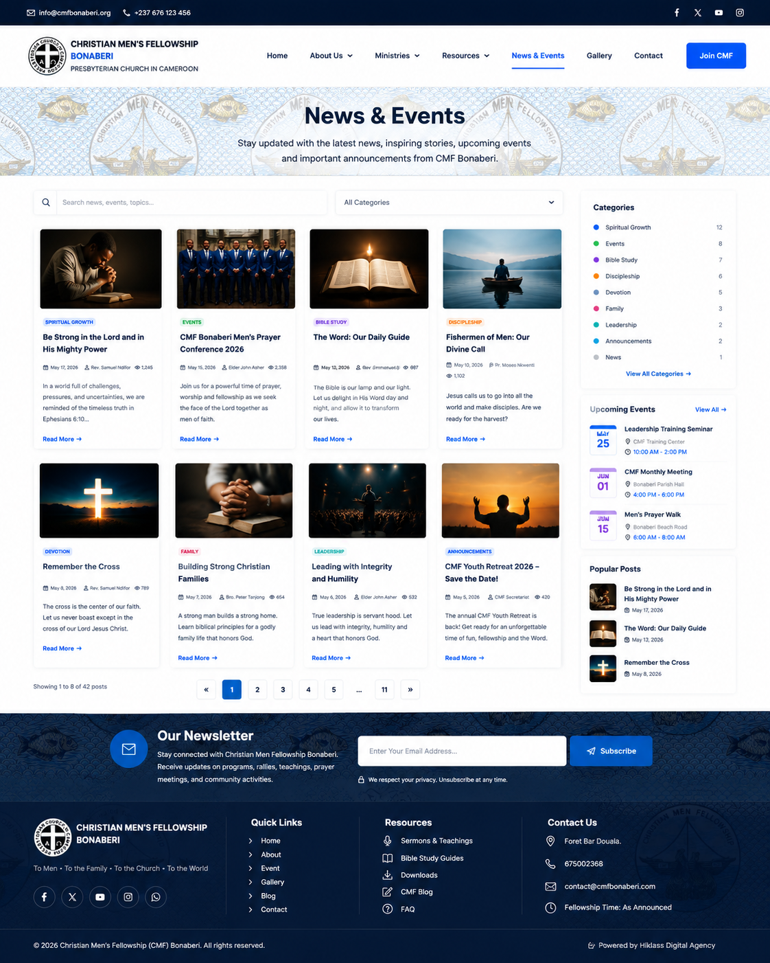CMF Bonaberi News and Events page UI design
