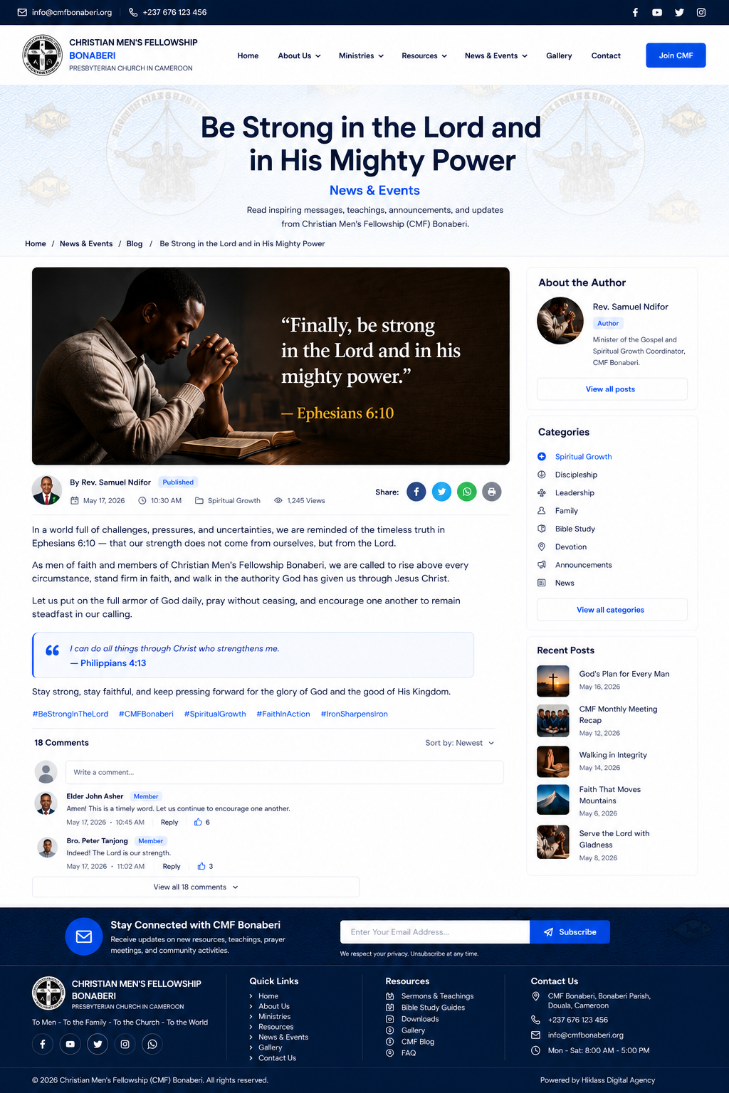 CMF Bonaberi single post page UI design